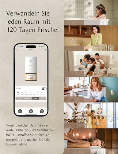 Werbung für einen Lufterfrischer mit verschiedenen Anwendungsbeispielen.