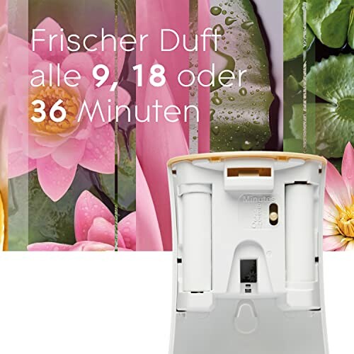 Automatisches Duftgerät mit Blumenhintergrund, frischer Duft alle 9, 18 oder 36 Minuten