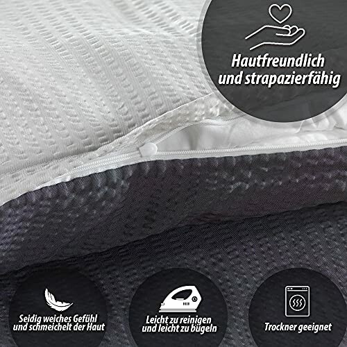 Nahaufnahme von Bettwäsche mit verschiedenen Eigenschaften