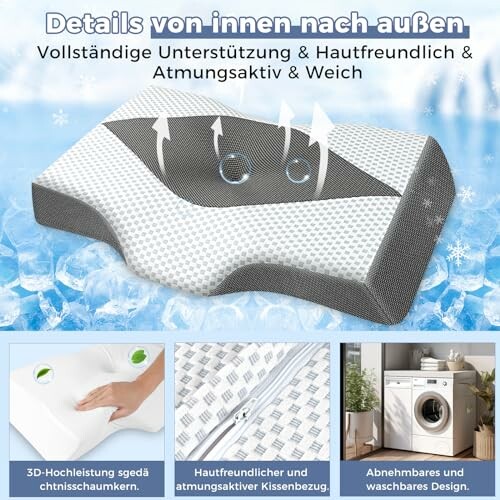Ergonomisches Kissen mit mehreren Eigenschaften.