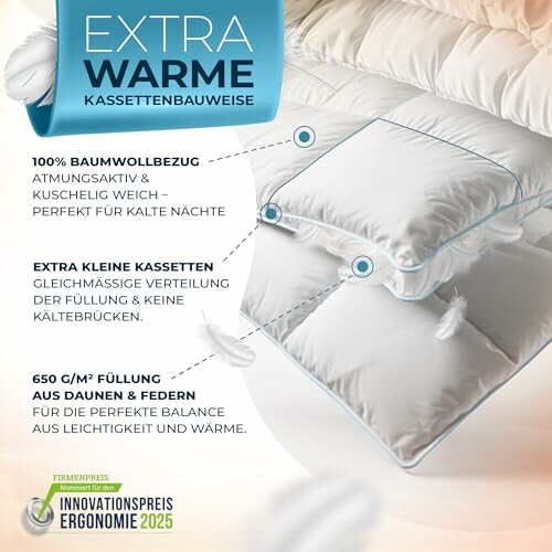 Extra warme Kassettenbettdecke mit Baumwollbezug.
