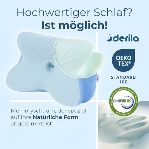 Werbung für ein ergonomisches Kissen mit Memoryschaum.