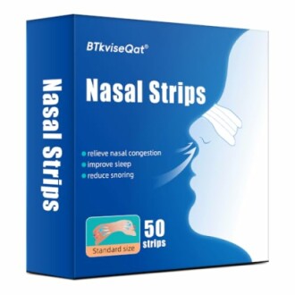 Verpackung von Nasenstreifen zur Linderung von Nasenverstopfung.