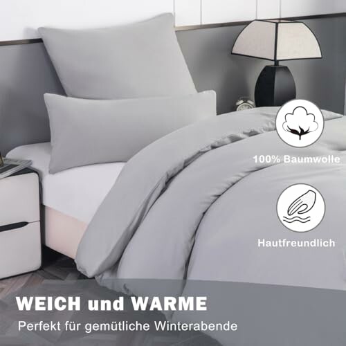 Weiche und warme Bettwäsche aus Baumwolle auf einem Bett.